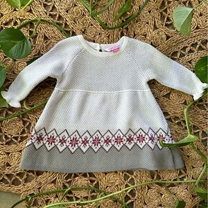 RuffleButts Fair Isle Snowflake Gray Sweater Dress Size 3-6 Months